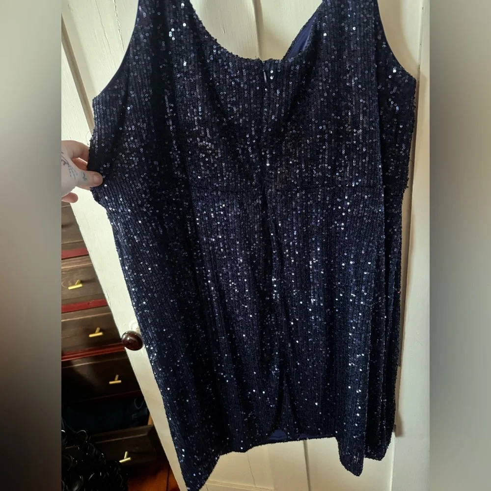 Night Way Collections Midnight Blue Sequin Midi Dress - Picture 6 of 6